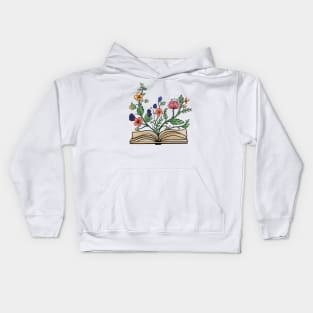 Hand Draw Flowers Growing From Book Kids Hoodie